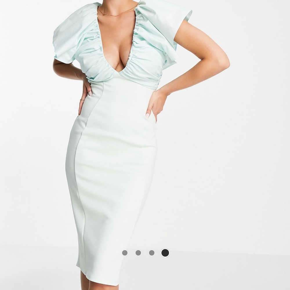 NWT ASOS poplin mix ruched pencil midi dress